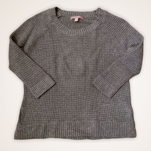 BANANA REPUBLIC Knit Metallic Gray Crewneck Sweater - Picture 1 of 8